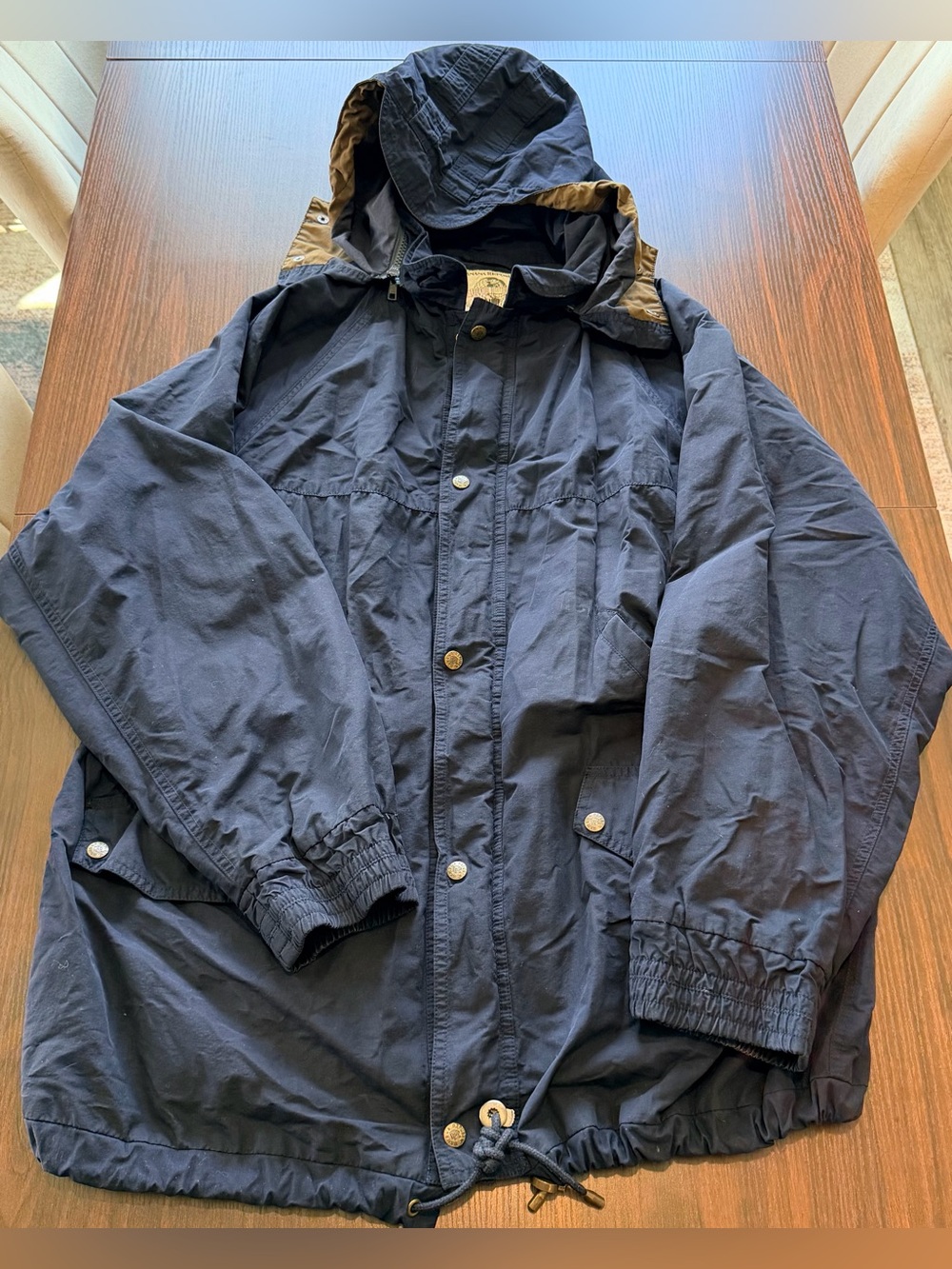 Banana Republic Navy Vintage 80s 90s Safari Travel Field Jacket Parka Hooded M